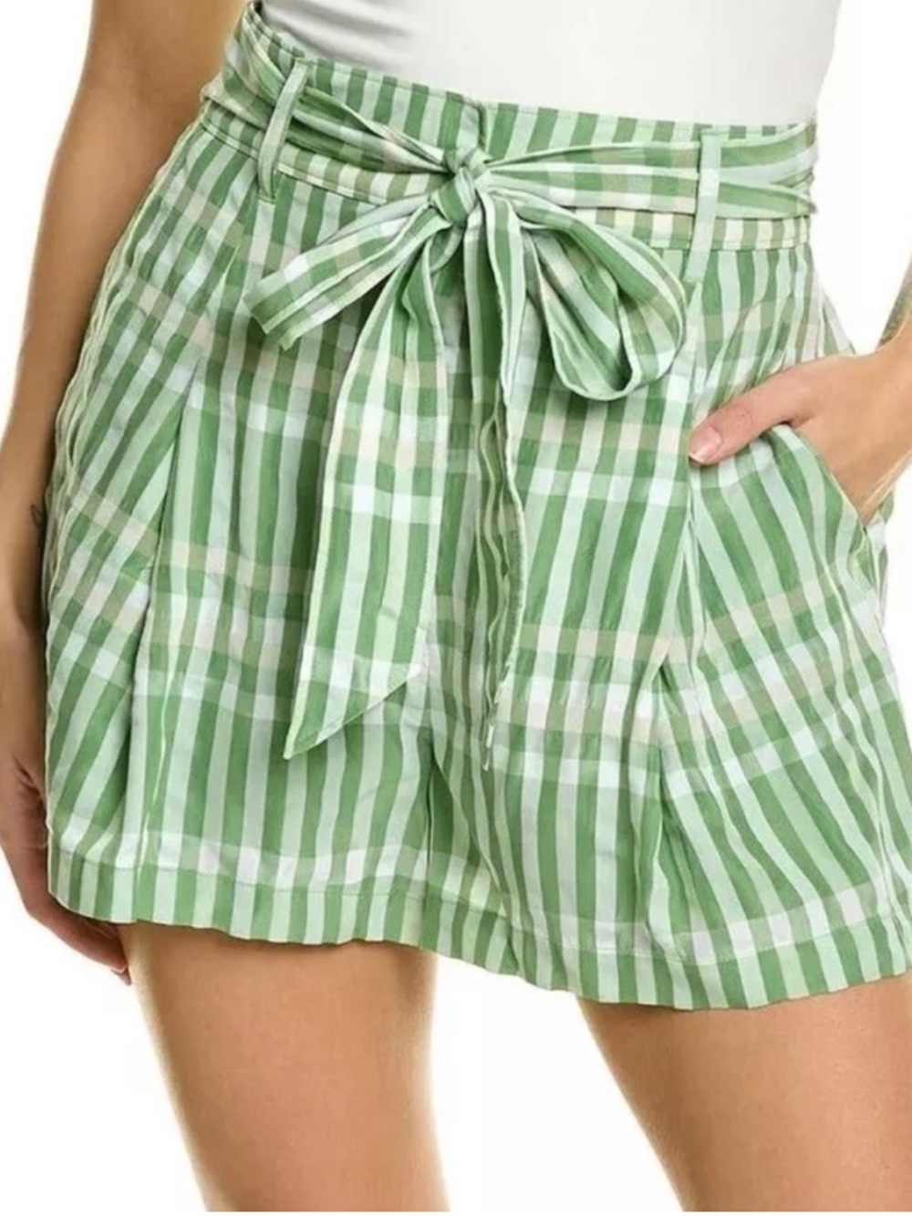 🌻NEW w/tag Cinq a Sept Flora Tie Waist Shorts High Rise Tailored Belted Size 10